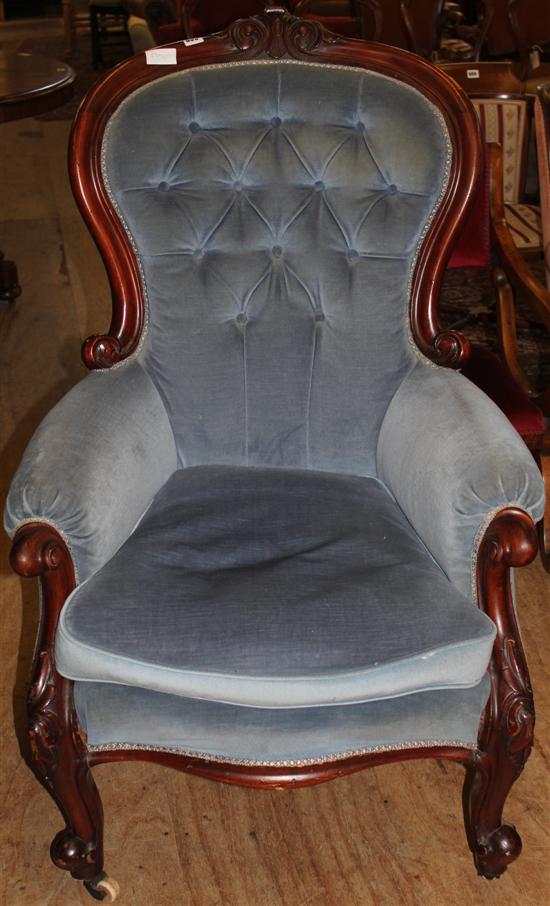 Mahogany button back chair